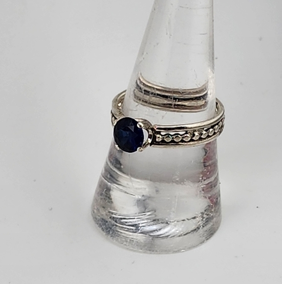 BLUE SAPPHIRE RING HANDMADE IN STERLING SILVER SZ 9 - Picture 2 of 6
